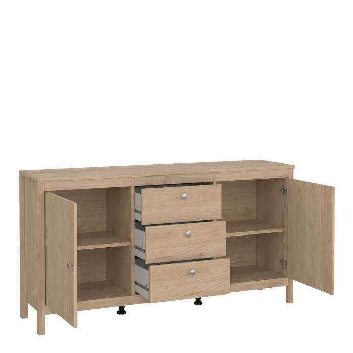 Madrid Sideboard – Hickory Oak with 2 Doors & 3 Drawers