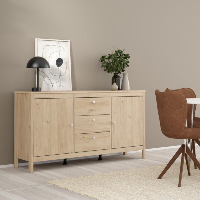 Madrid Sideboard – Hickory Oak with 2 Doors & 3 Drawers