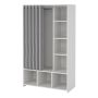Uppsala Open Wardrobe Unit in White with a Grey Textile Curtain