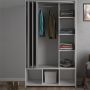 Uppsala Open Wardrobe Unit in White with a Grey Textile Curtain