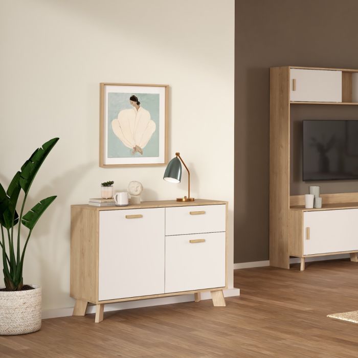 Ikast Sideboard 2 Doors 1 Drawer in Jackson Hickory and White