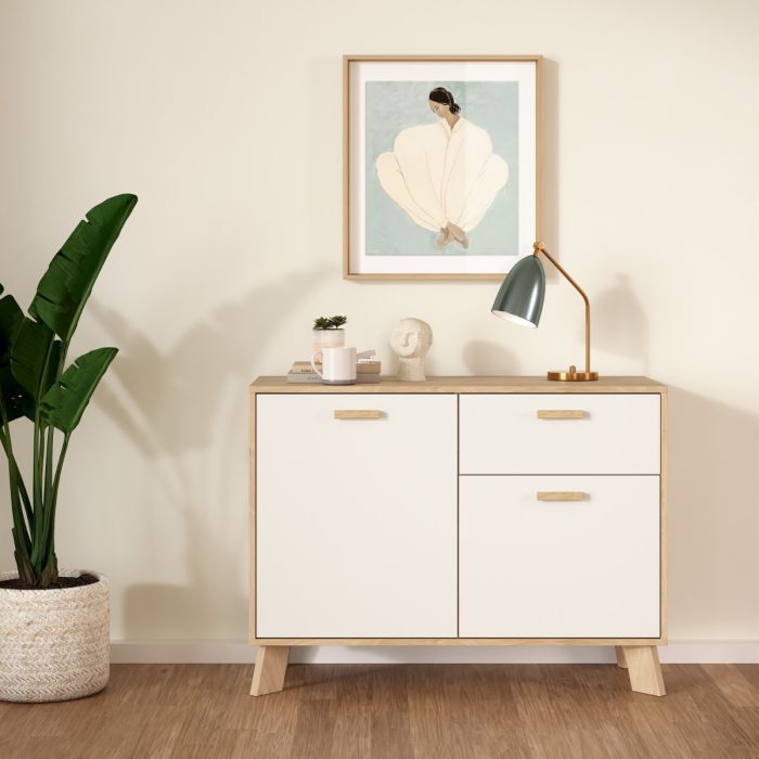 Ikast Sideboard 2 Doors 1 Drawer in Jackson Hickory and White