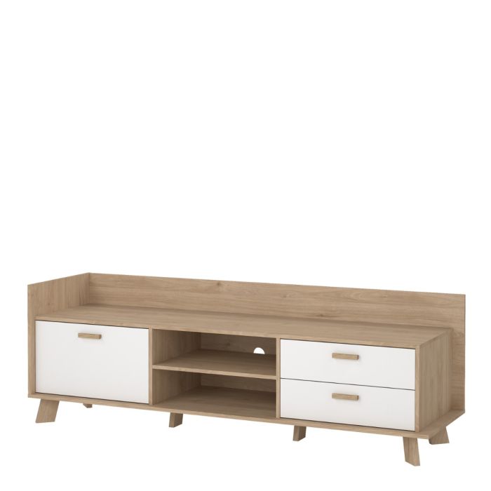 Ikast TV Unit 1 Door 2 Drawers in Jackson Hickory and White