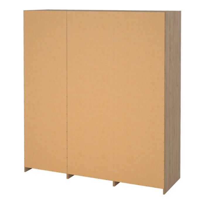 Line Wardrobe – 2 Sliding Doors & 1 Mirrored Sliding Door in Jackson Hickory Oak