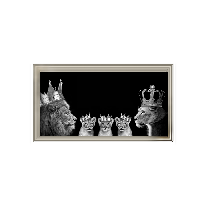 Lion family of 5 (Silver Crowns)