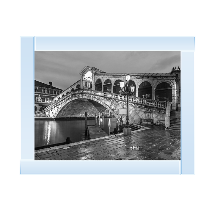 CY078 Rialto Bridge at night, Venice (Black and white)