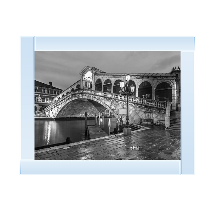 CY078 Rialto Bridge at night, Venice (Black and white)