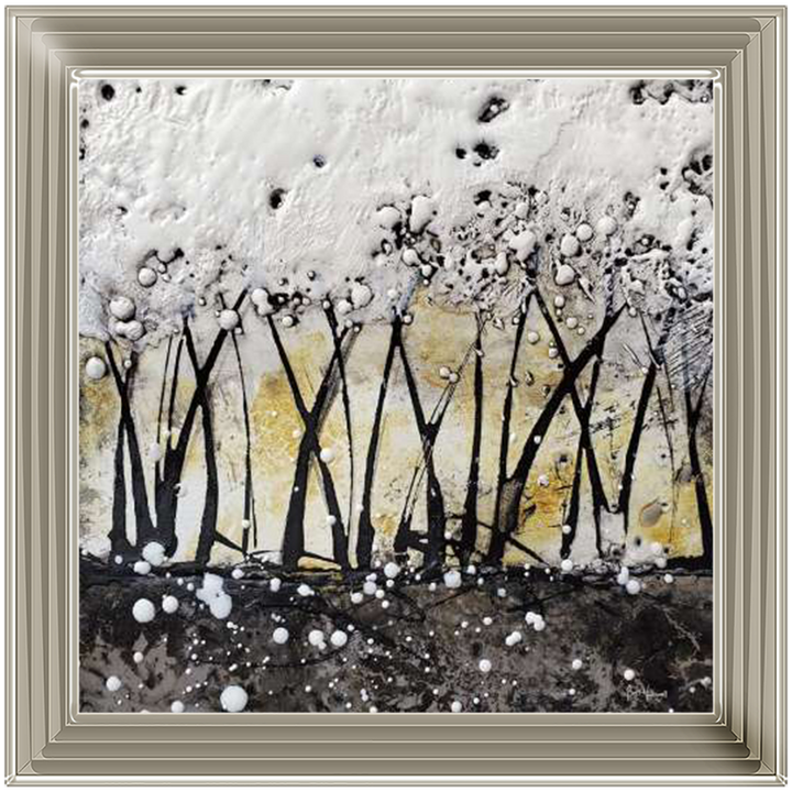 AB127 Abstract Trees Gold White