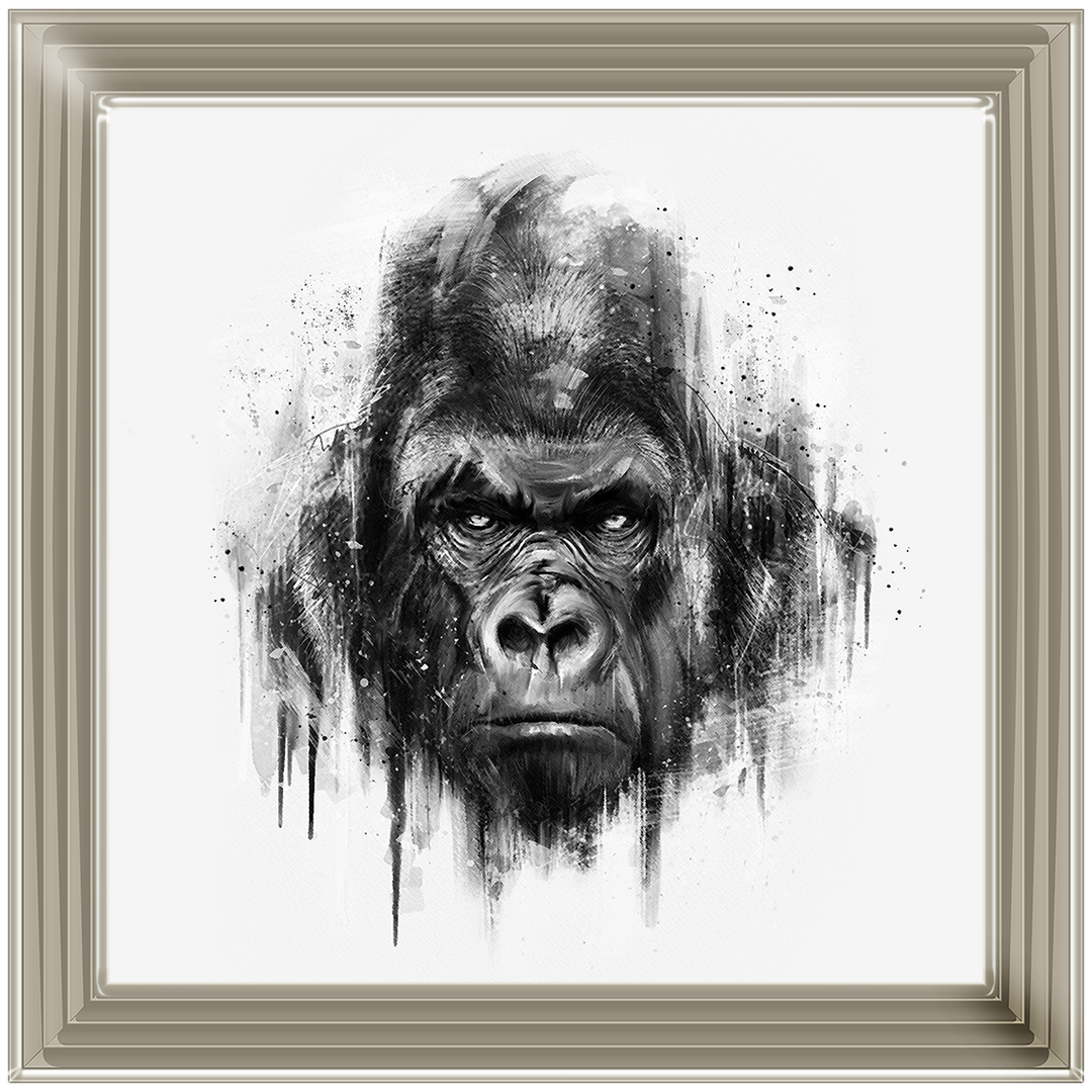 White & Black Gorilla Watercolour