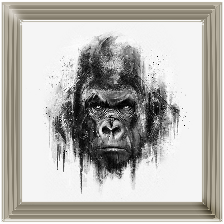White & Black Gorilla Watercolour