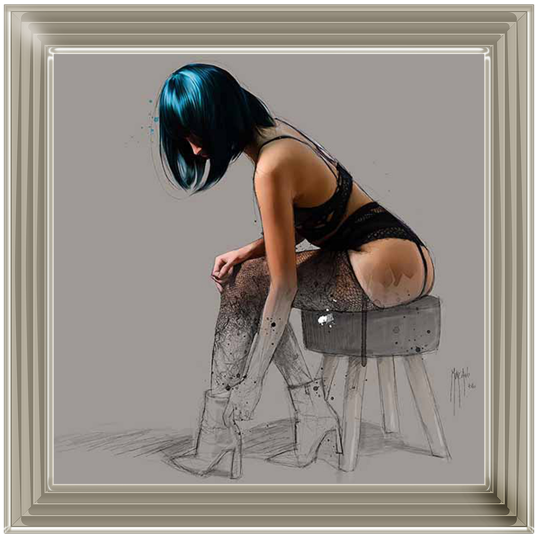 FG577 Blue Hair Lingerie Sketch