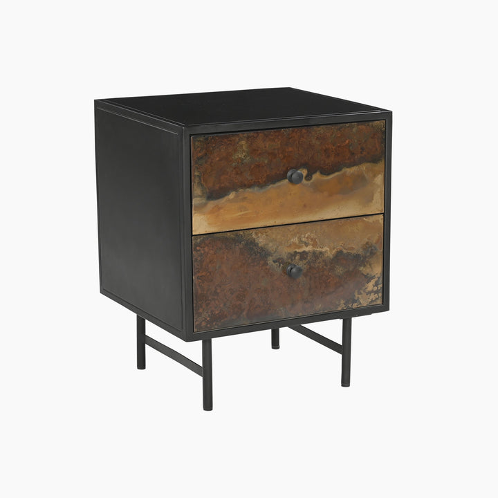 Galaxy Two-Drawer Iron Side Table