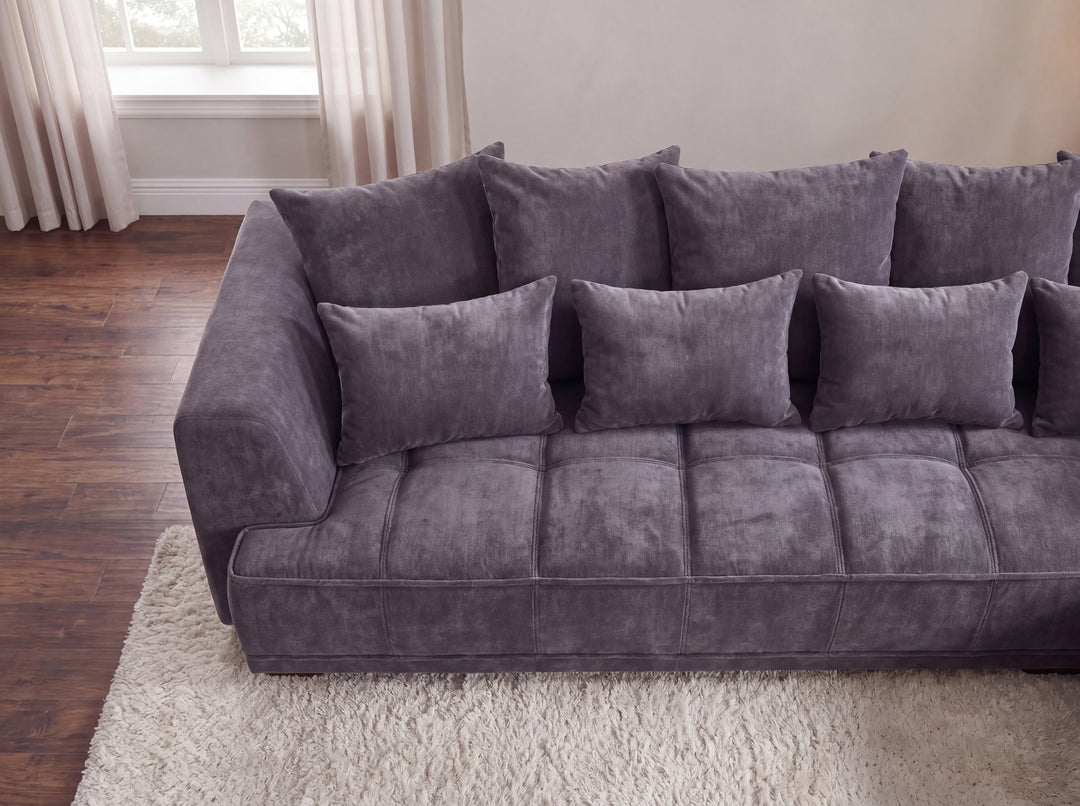 Aluxo Gramercy Group Sofa in Steel Velvet
