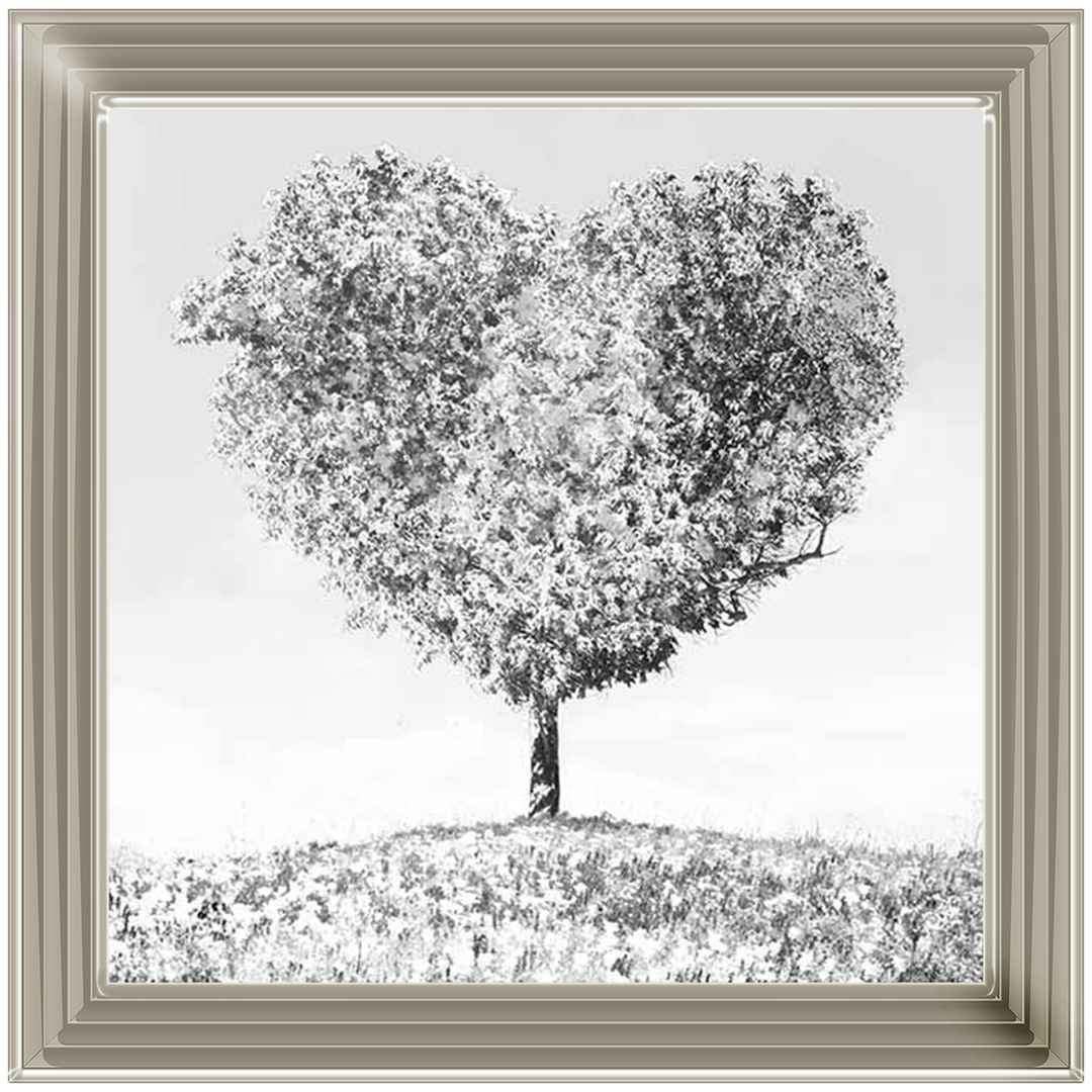LS297 Black & White Lone Heart Tree