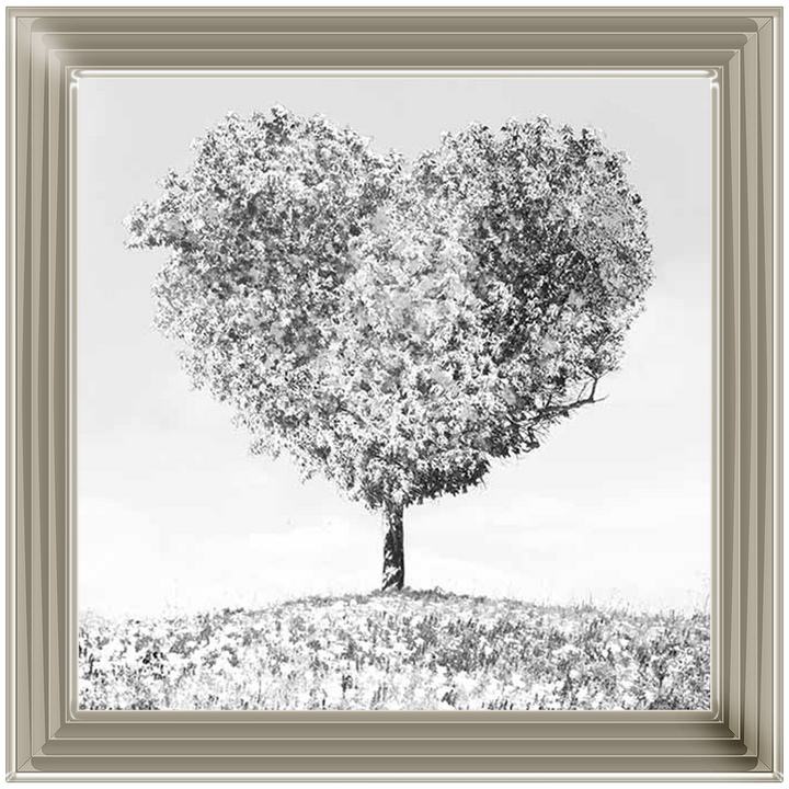 LS297 Black & White Lone Heart Tree