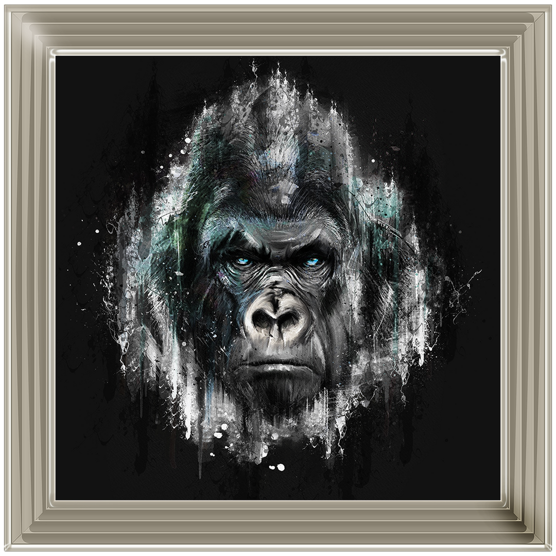 AN417 Black & Blue Gorilla Watercolour