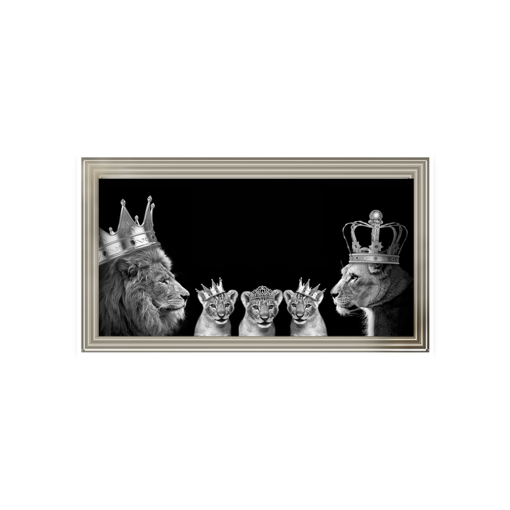 Lion family of 5 (Silver Crowns)