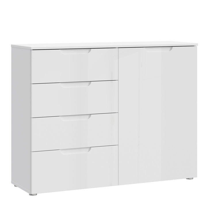 Sienna Chest with 4 Drawers and 1 Door in White Gloss