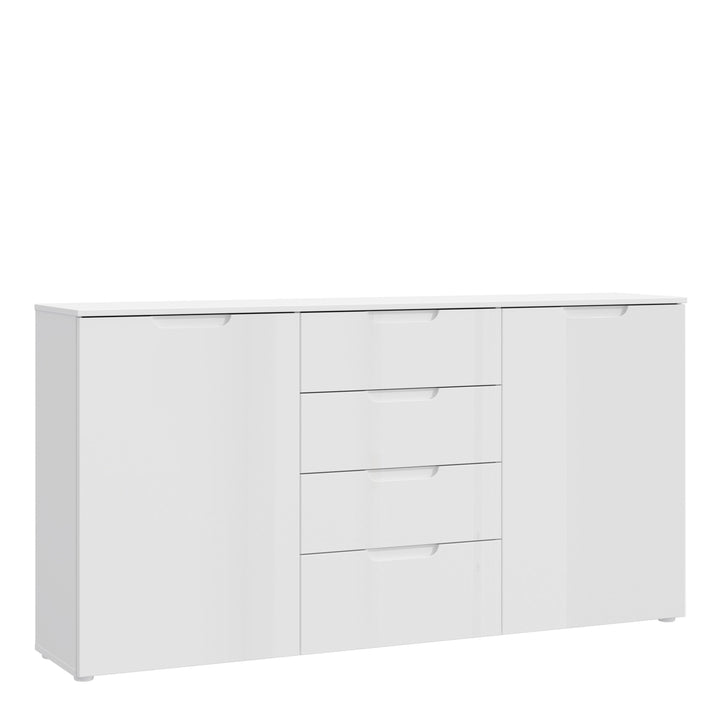 Sienna Wide Chest with 4 Drawers and 2 Doors in White Gloss