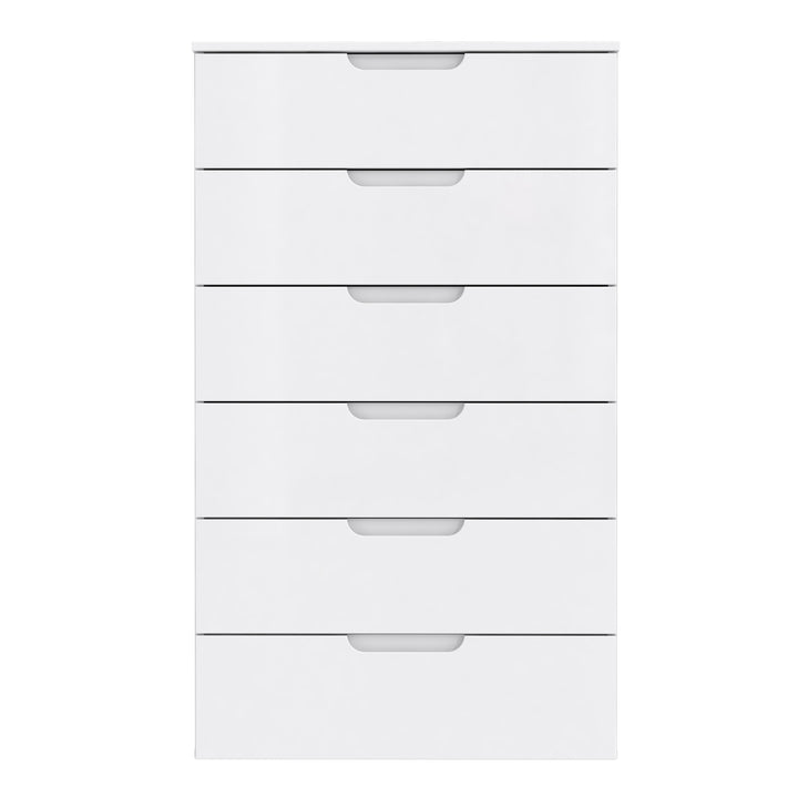 Sienna Chest of 6 Drawers in White Gloss