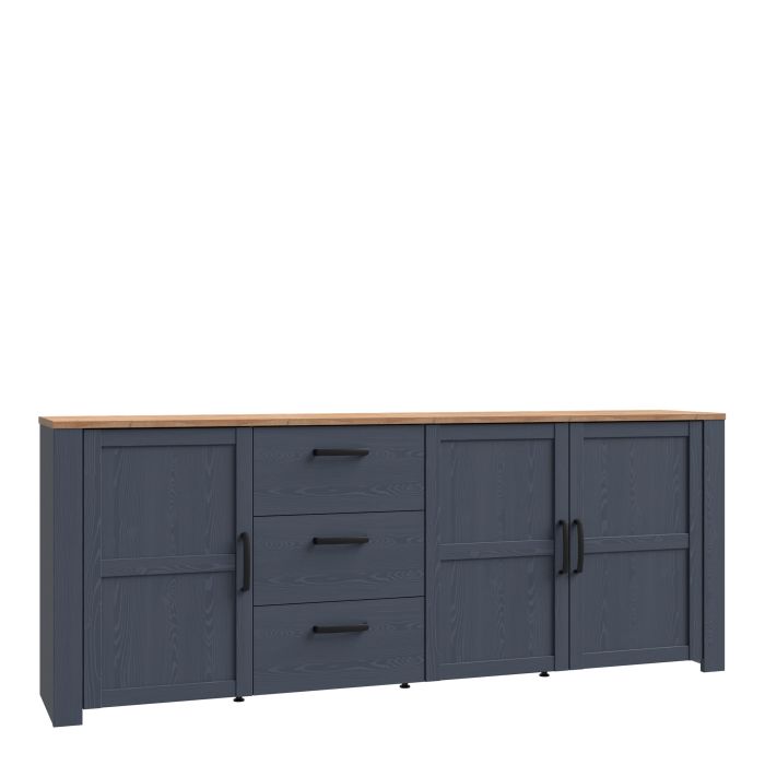 Bohol Large Sideboard – 3 Drawers & 3 Doors in Navy & Oak