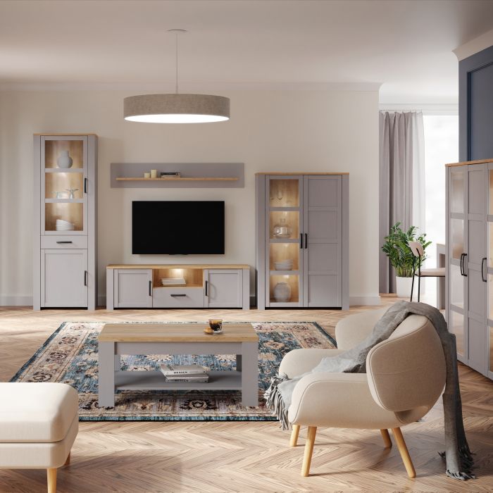 Bohol TV Unit 2 Door 1 Drawer in Grey and Oak