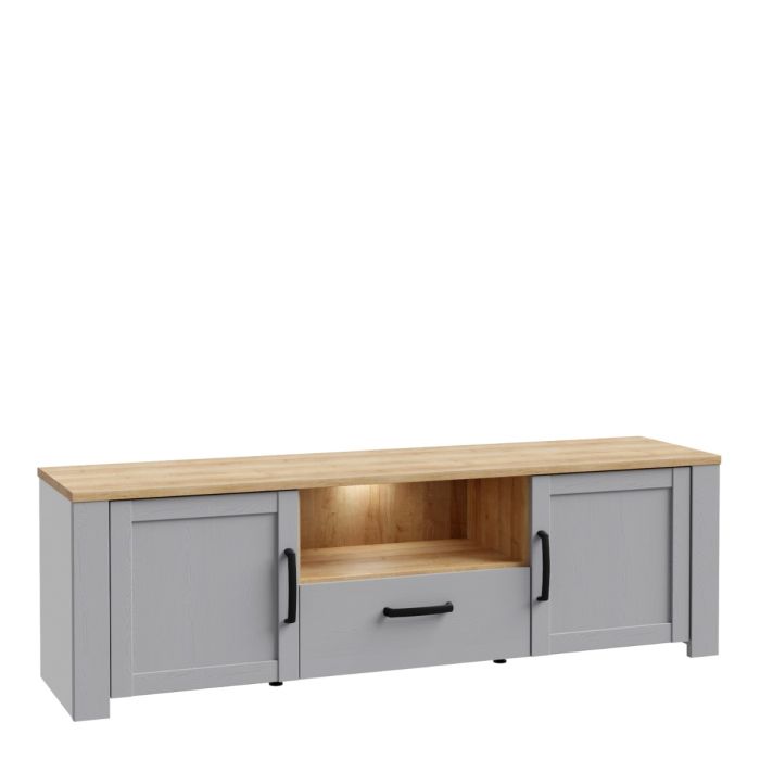Bohol TV Unit with LED Light in Grey Riviera Oak