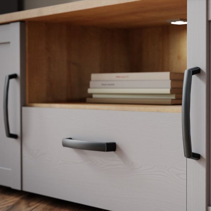 Bohol TV Unit with LED Light in Grey Riviera Oak