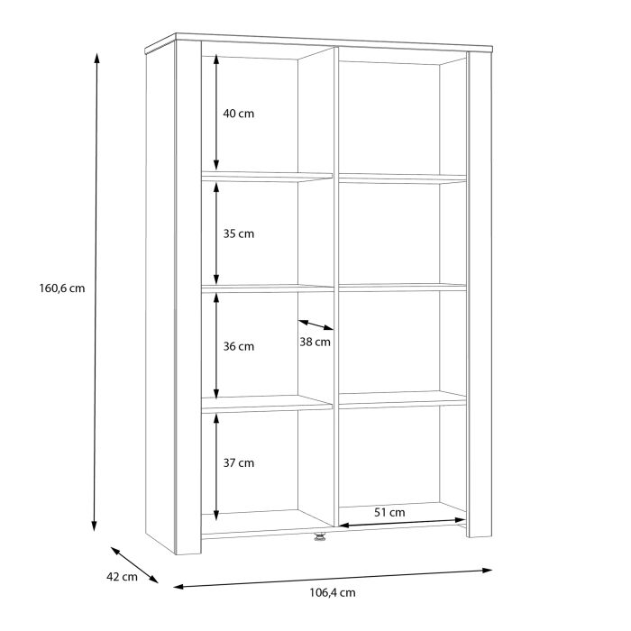 Bohol Display Cabinet 2 Door in Grey and Oak