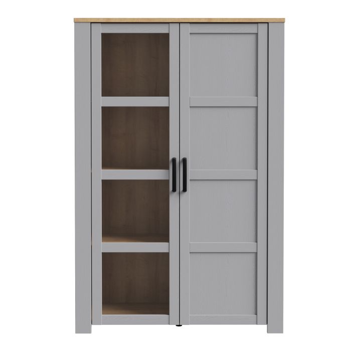 Bohol Display Cabinet 2 Door in Grey and Oak