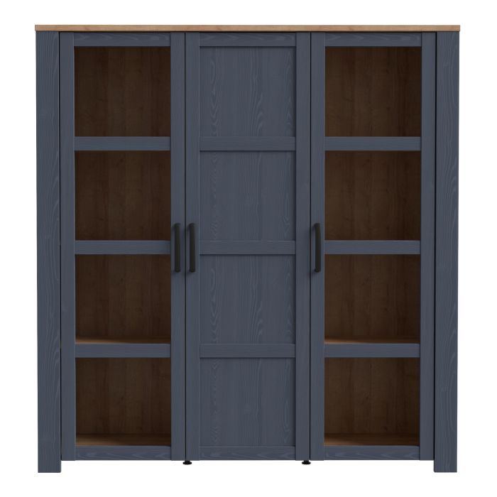 3 Door Large Display Cabinet in Navy & Riviera Oak – Bohol Collection