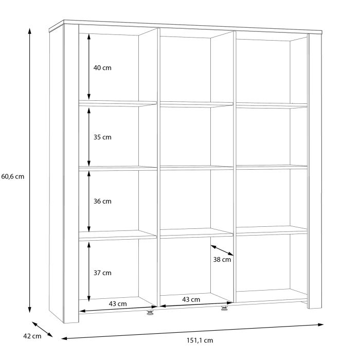 3 Door Large Display Cabinet in Grey & Riviera Oak – Bohol Collection