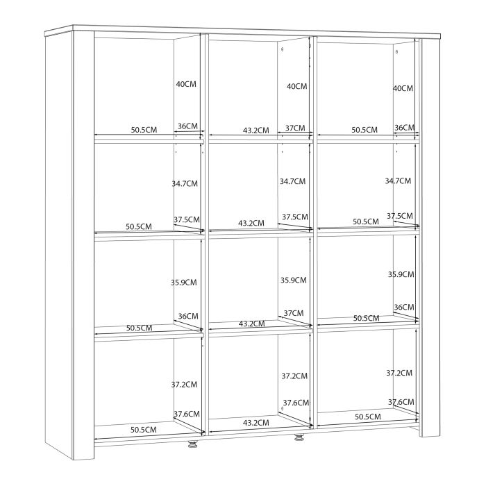 Bohol 3 Door Large Display Cabinet in White/Riviera Oak