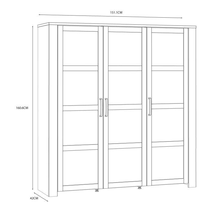 Bohol 3 Door Large Display Cabinet in White/Riviera Oak