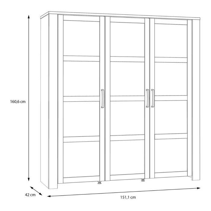 Large Display Cabinet with 4x LED Lights in Grey & Riviera Oak – Bohol Collection