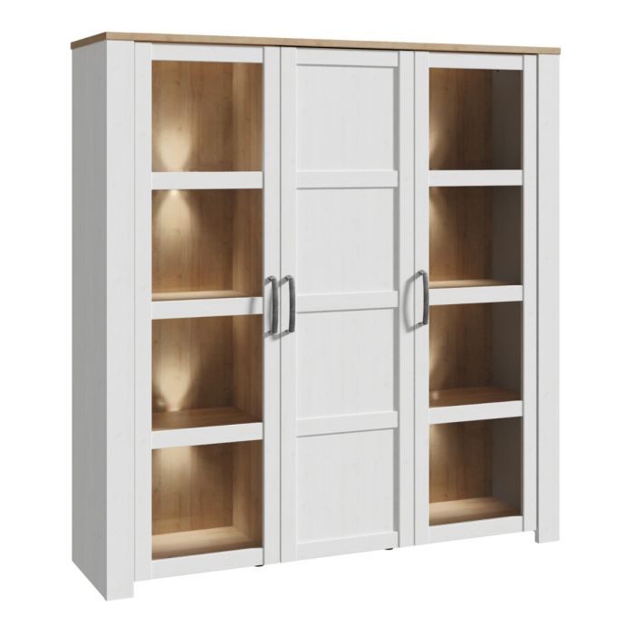 Bohol Large Display Cabinet inc. 4x LED Lights in White/Riviera Oak