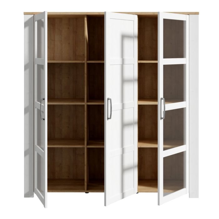 Bohol Large Display Cabinet inc. 4x LED Lights in White/Riviera Oak