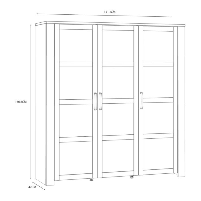 Bohol Large Display Cabinet inc. 4x LED Lights in White/Riviera Oak