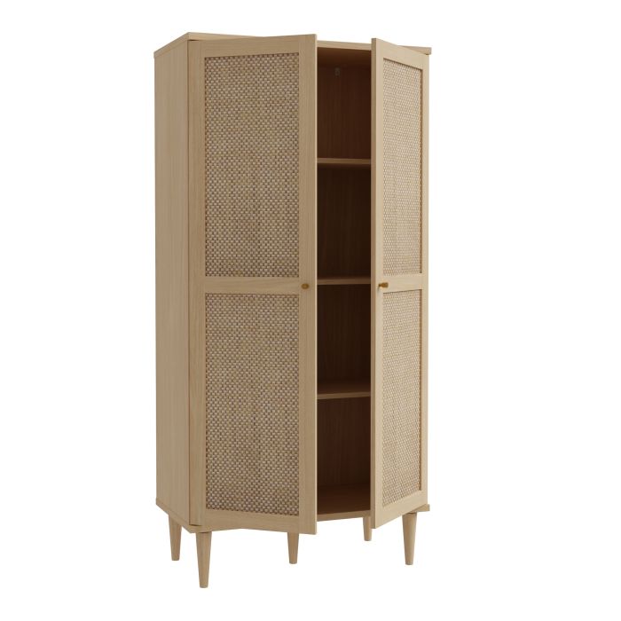 Calasetta Display Cabinet with 2 Doors in Natural Rattan Finish