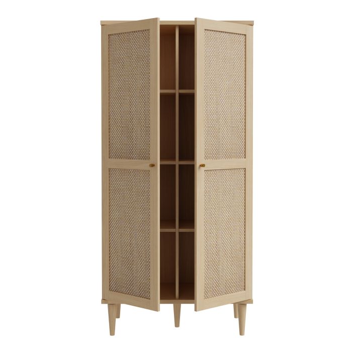 Calasetta Display Cabinet with 2 Doors in Natural Rattan Finish