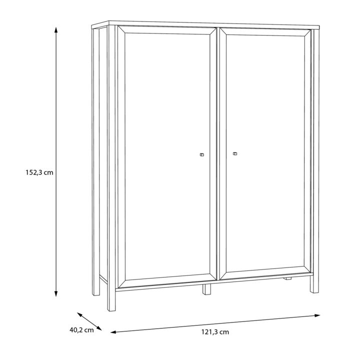 Extra Wide Display Cabinet in Matt Black & Riviera Oak – High Rock Collection