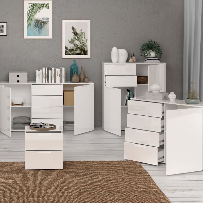 Sienna Bedside Table in White Gloss