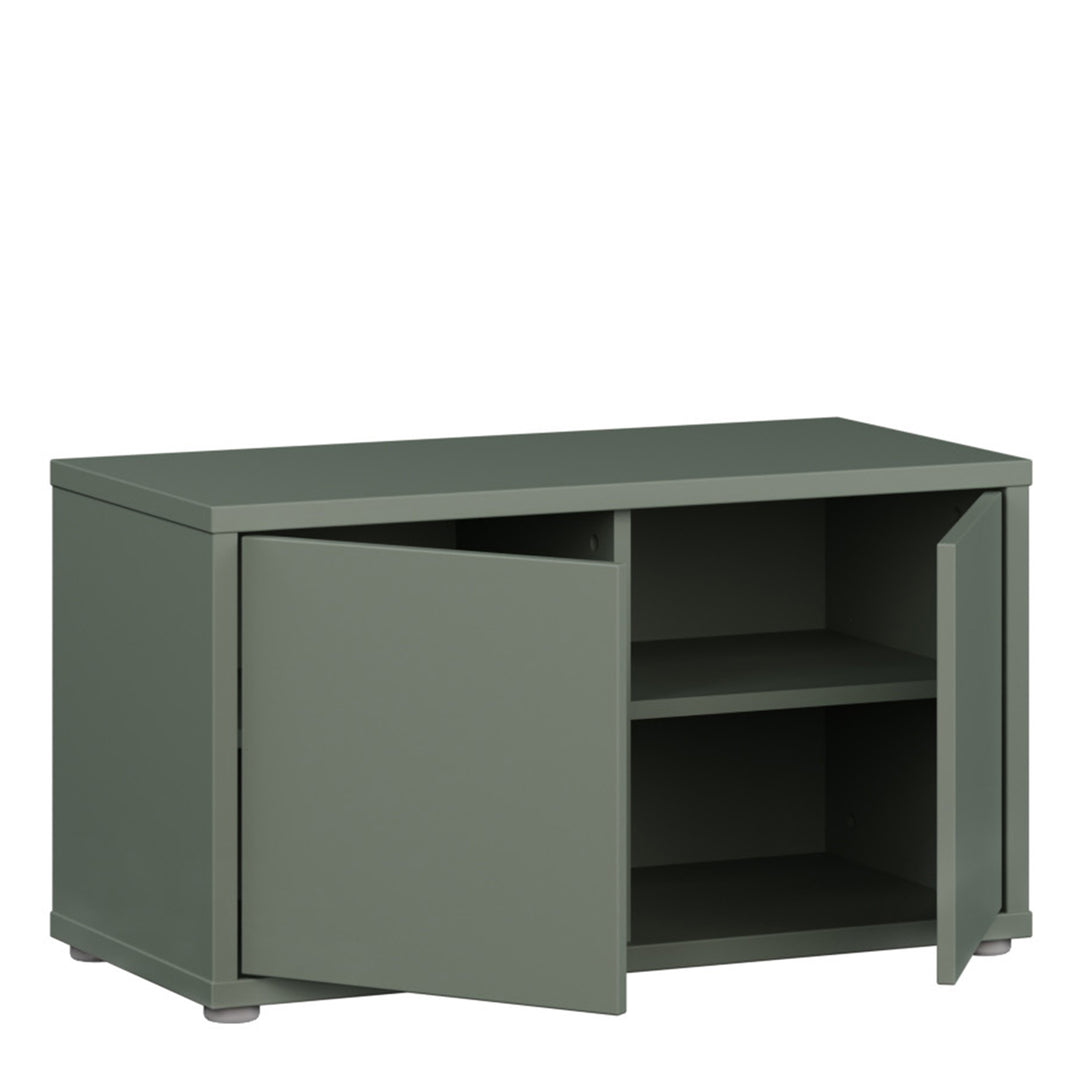 Alice Springs Bench with 2 Doors Push-to-Open in Sage Green