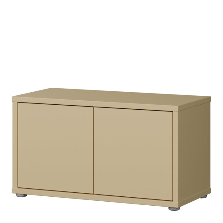 Alice Springs Bench with 2 Doors Push-to-Open in Butter Yellow