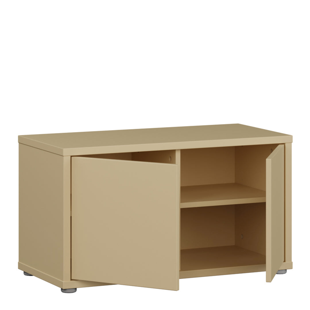 Alice Springs Bench with 2 Doors Push-to-Open in Butter Yellow