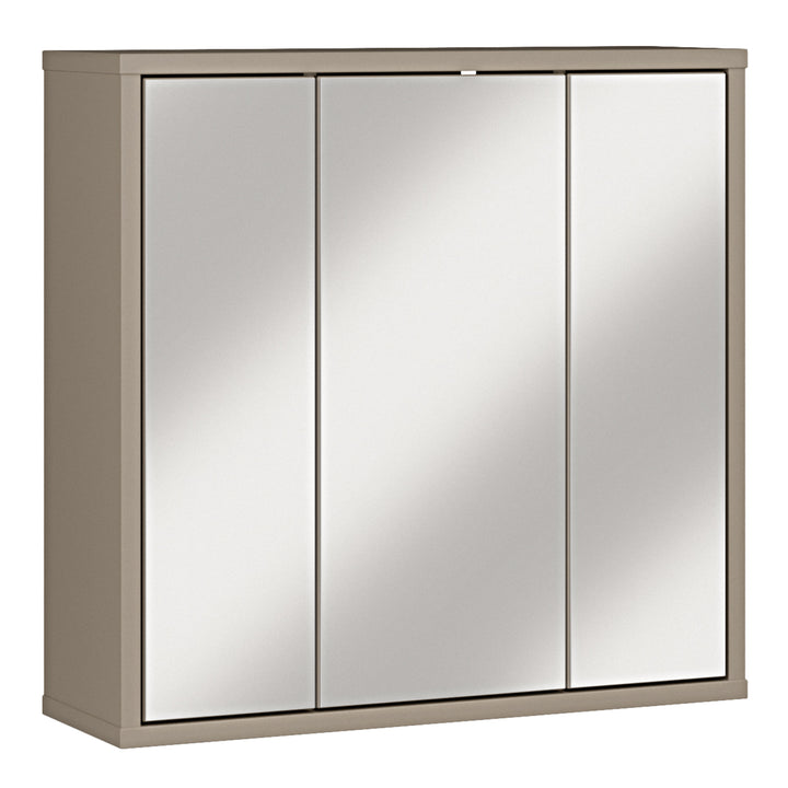Alice Springs Hanging Mirror Cupboard with 3 Doors Push-to-Open in Taupe