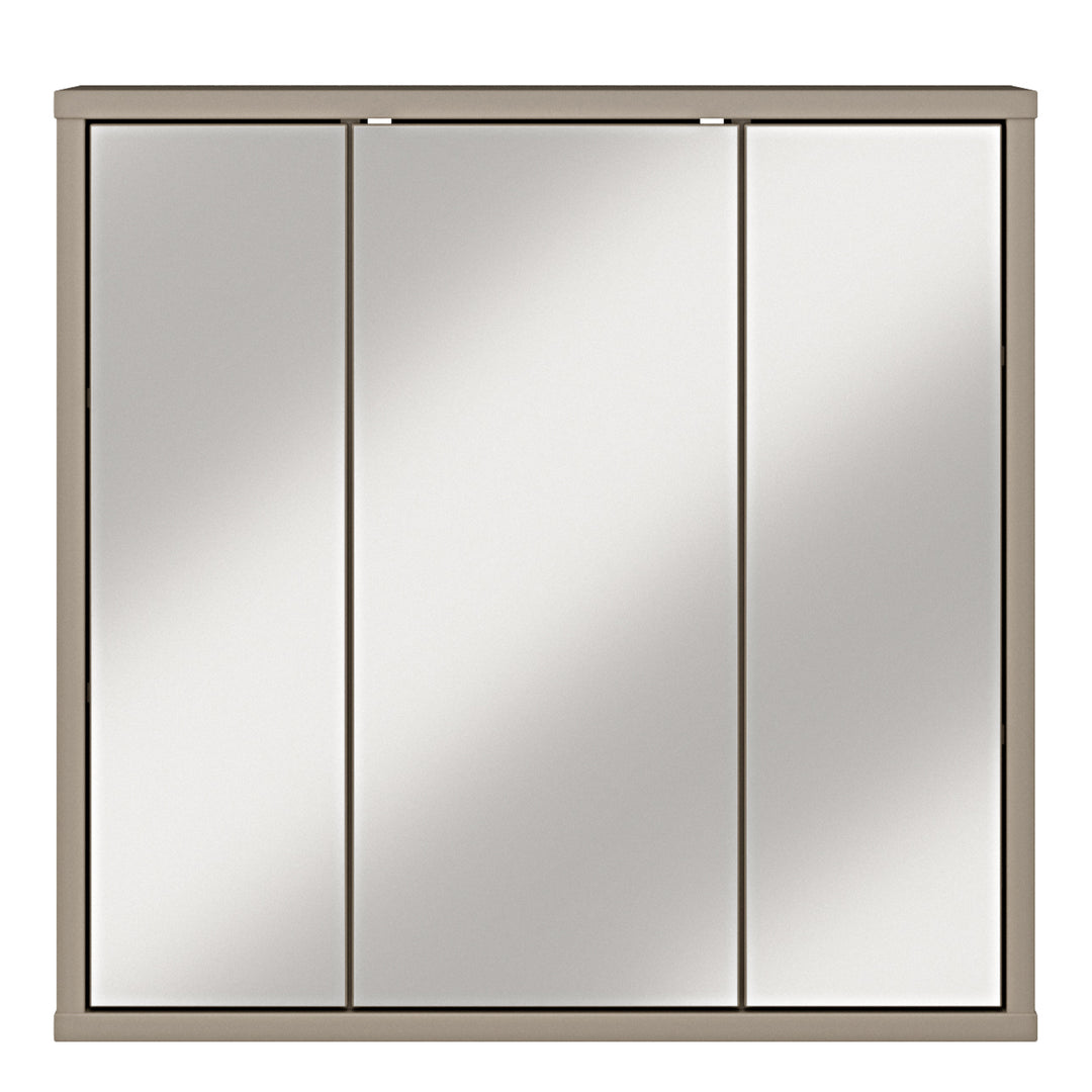 Alice Springs Hanging Mirror Cupboard with 3 Doors Push-to-Open in Taupe