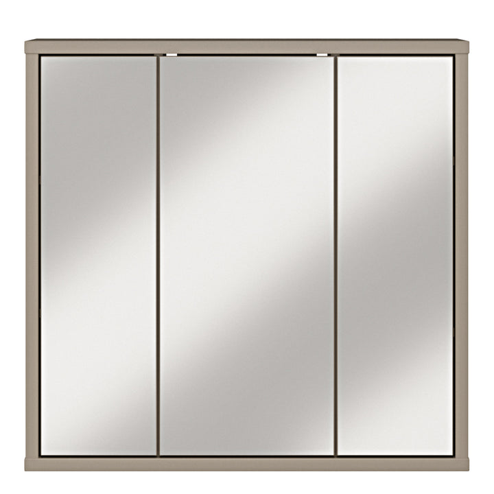 Alice Springs Hanging Mirror Cupboard with 3 Doors Push-to-Open in Taupe