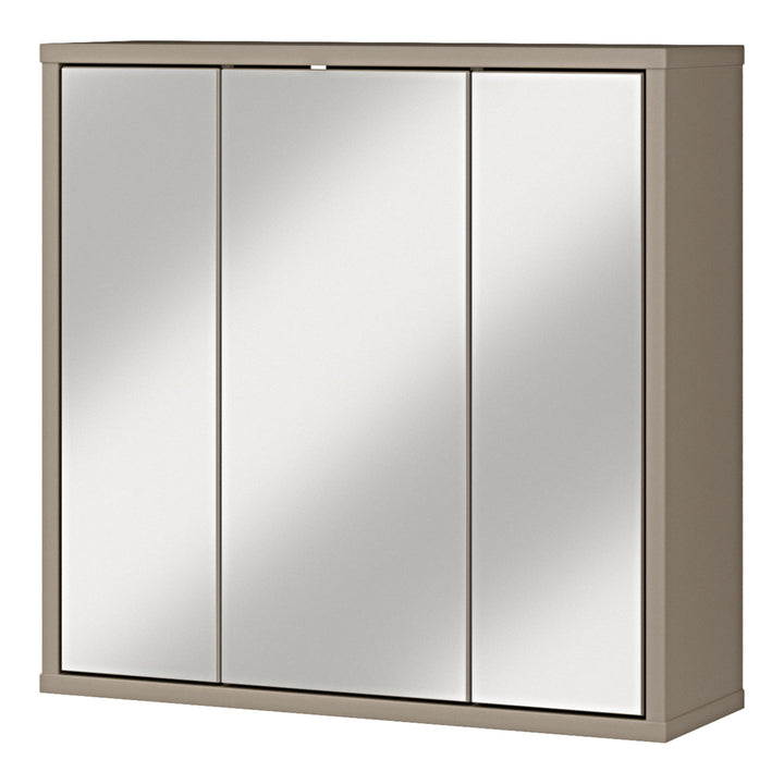 Alice Springs Hanging Mirror Cupboard with 3 Doors Push-to-Open in Taupe