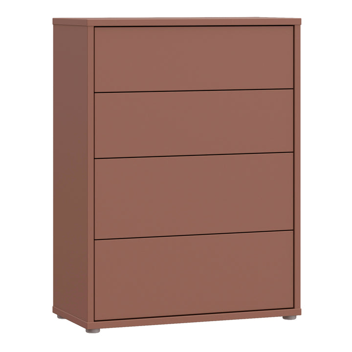 Alice Springs 4 Drawer Chest with Push-to-Open Drawers in Terracotta